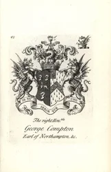 Våpenskjold og våpenskjold til høyre ærede George Compton, 6. jarl av Northampton