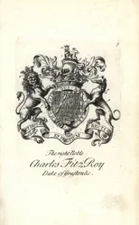 Våpenskjold og våpenskjold til den høyre adelige Charles FitzRoy, 2. hertug av Grafton