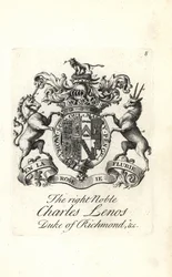 Våpenskjold og våpenskjold av den høyre adelige Charles Lenos eller Charles Lennox