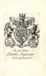 Våpenskjold og våpenskjold til den høyre adelige Charles Seymour, 6. hertug av Somerset
