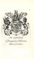 Våpenskjold og våpenskjold av den høyre adelige Peregrine Osborne, 2nd Duke of Leeds