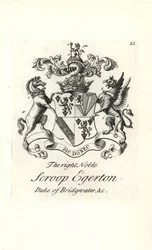Våpenskjold og emblem av den høyre adelige Scroop Egerton
