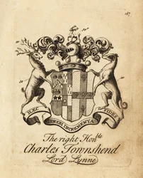 Våpenskjold til høyre ærede Charles Townshend, Lord Lynne, 3. Viscount Townshend