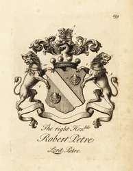 Våpenskjold til Høyre ærede Robert Petre, Lord Petre, 8. Baron Petre