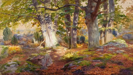 Høstens solskinn etter regn, Fontainebleau (akvarell og kroppsmaling på papir)