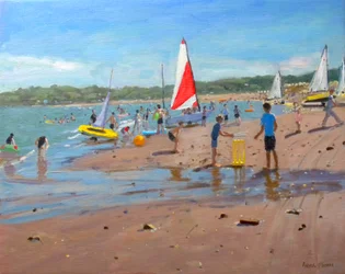 Cricket og rødt og hvitt seil, Abersoch, 2011