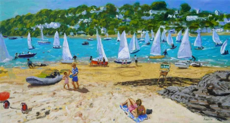 Salcombe Regatta og kunstneres staffeli, 2023 (olje på lerret)
