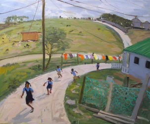 Skolebarn, 2011 (olje på lerret)
