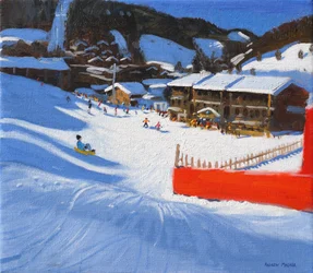Ski; La Clusaz, Frankrike, (olje på lerret)