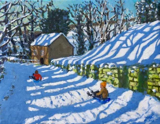 Sledging, Upper Hulme, Leek, 2020, (olje på lerret)