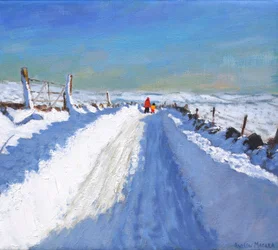 Snøpløyd vei, Derbyshire Peak District, 2019, (olje på lerret)