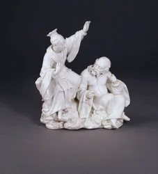 En Derby tørrkant Chinoiserie-gruppe emblematisk for å høre fra et sett av sansene, ca. 1750-52 (Kina)