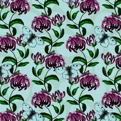 Honeysuckle with Clouded Apollo Butterfly, 2017, blekk og digital