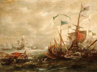 Spansk engasjement med barbareske pirater, tidlig til midten av 1600-tallet (oljemaleri)