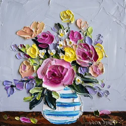 Levende blomster i impasto-teknikk