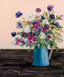 Levende blomster i impasto-teknikk