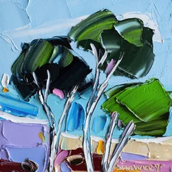 Fargerike trær i impasto-stil