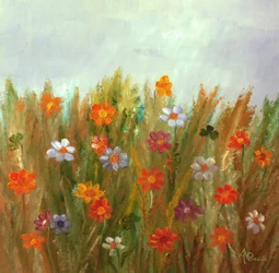 Fargerikt blomsterfelt