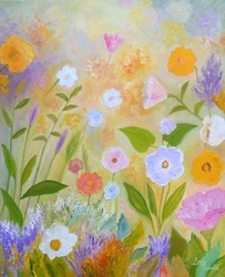 Fargerik blomsterhage
