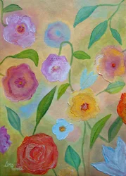 Fargerike, malte blomster