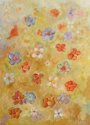 Fargerike blomster med struktur