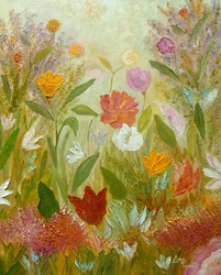 En fargerik blomsterhage