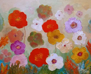 Fargerike, malte blomster