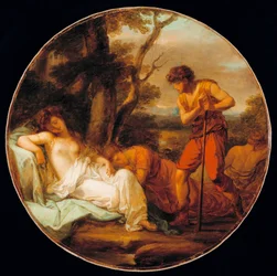 ""Cimon et Iphigenie"" (Cymon og Iphigenia) Peinture d'Angelika Kauffmann (1741-1807) Olje på lerret vers 1780 Diam 62 cm Privat samling