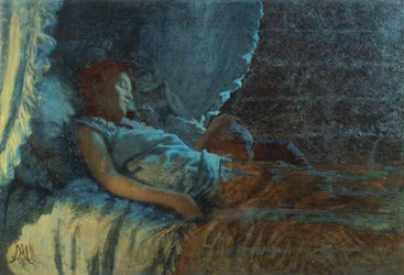 Happy Dawn, av Angelo Morbelli (1853-1919), olje på lerret