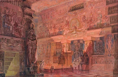 Scenografi for Opera Aida av Giuseppe Verdi, 1923.
