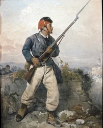 Soldat fra garnisonen til den garibaldianske hæren «Alpenes jegere», ca. 1859 (olje på lerret)