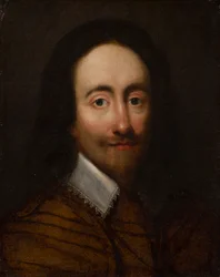 Portrett av kong Charles I (olje på forgylt sølvskinn)