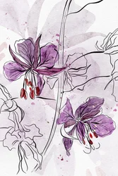 Lilla blomster i akvarell