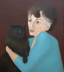 Kvinne med en katt, 1982