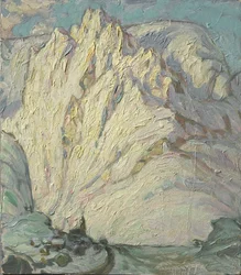 Snødekte fjell. Studie fra Lofoten, 1930