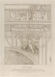 Grotesker: detalj av stukkaturrelieffene som dekorerer Colosseum i Roma, med en vinge..., ca. 1729.