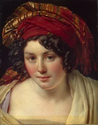 Leder for en kvinne i en turban, ca 1820