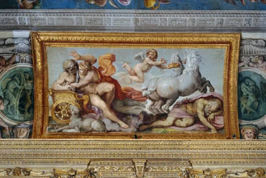 Aurora bortfører Cephalus, detalj av hvelvet til galleriet, 1597-1604