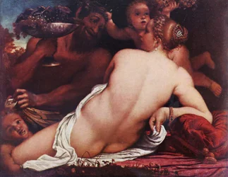 Tysk: Bacchantin Venus med en satyr og cupider