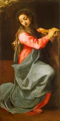 Lady of Annunciation, av Annibale Carracci (1560-1609), olje på lerret