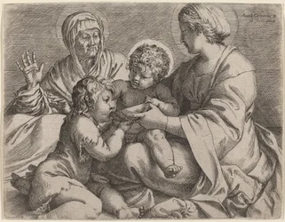 Madonna og barn med de hellige Elizabeth og døperen Johannes (La Madonna della Scodella)