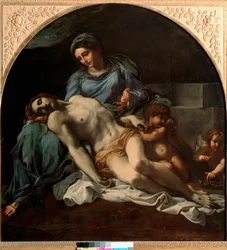 Pietà. Maleri av Annibale Carracci (Annibal Carrache) (1560-1609). 1599-1600. Mål: 156 x 149 cm. Napoli, Museo Nazionale di Capodimonte