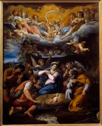 Hyrdenes tilbedelse, maleri av Annibale Carracci eller Annibal Carrache (1560-1609)