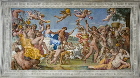 Triumfen til Bacchus og Ariadne par Carracci, Annibale (1560-1609). Fersk, ca. 1597, Palazzo Farnese, Roma