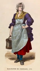 En kjernehandler i 1774 (valnøtter) - Valnøttselger i 1774 - privat samling