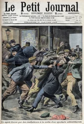 En politimann skadet under et antimilitaristisk show i Aubervilliers, forsiden til avisen Petiter Journal 31. januar