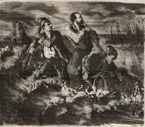 Røm fra fengselet til Belle-Ile-en-Mer (vakker øy til sjøs) på 1800-tallet. Gravering i "Fengselshistorie fra deres opprettelse til i dag"" (1877) av Pierre Zaccone (1817-1895) (Colonia Penale - straffekoloni)