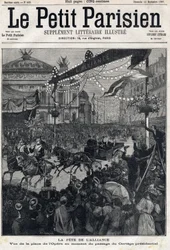 Fest for den fransk-russiske alliansen (fransk-russisk): utsikt over operaplassen under passasjen av presidentkortegen til Felix Faure (1841-1899). I "" Le Petit Parisien"" den 12.09.1897. Privat samling