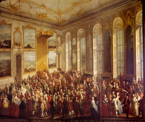 Fete i anledning hundreårsdagen for grunnleggelsen av den militære ordenen til Marie Therese Iere i 1857 Anonym maleri. 1800-tallets Wien, Kunsthistorisk museum