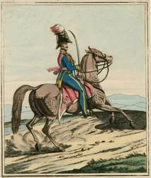 General Jozef Dwernicki (1779-1857), polsk general som deltok i novemberopprøret eller den polsk-russiske krigen 1830-1831 - Anonym - 1831 - Etsning, akvarell - 33,7x26,3 - Privat samling